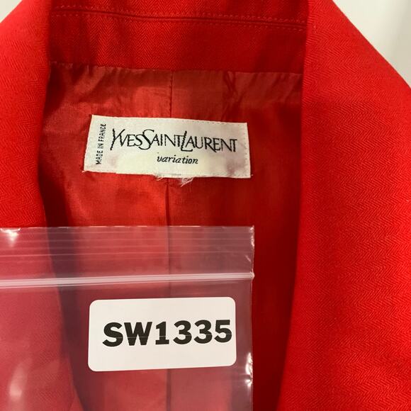 Yves Saint Laurent L Vintage Double Breasted Suit Jacket Blazer Power Red *flaw - Picture 3 of 11